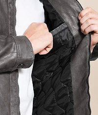 Distressed Faux Leather Jacket