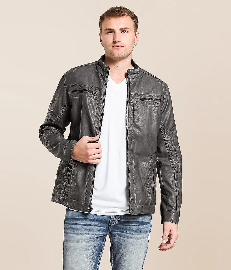 Distressed Faux Leather Jacket