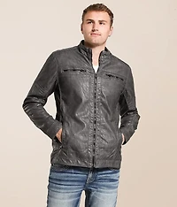 Distressed Faux Leather Jacket