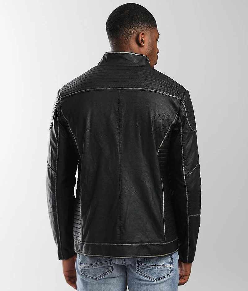 Seam Spray Faux Leather Jacket
