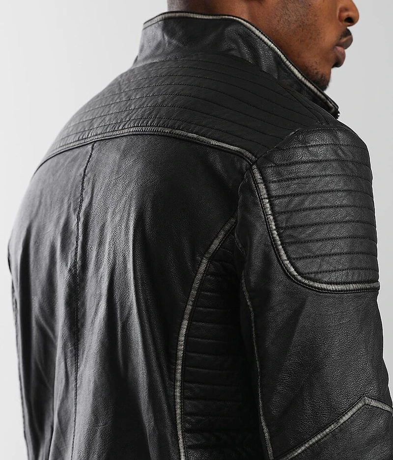 Seam Spray Faux Leather Jacket