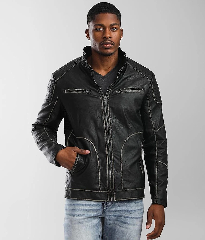 Seam Spray Faux Leather Jacket