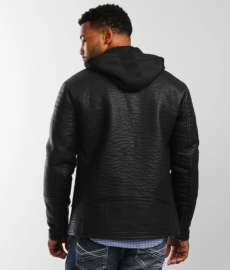 Distressed Faux Leather Jacket