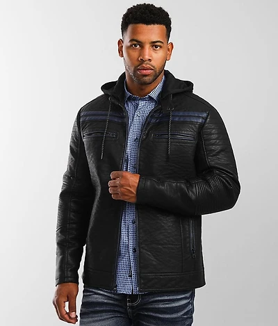 Distressed Faux Leather Jacket