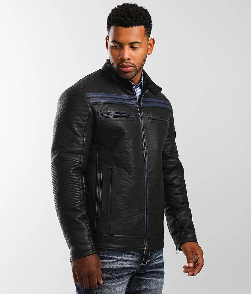 Distressed Faux Leather Jacket