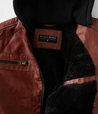 Boys - Faux Leather Hooded Jacket