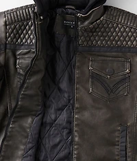 Boys - Washed Faux Leather Hooded Jacket