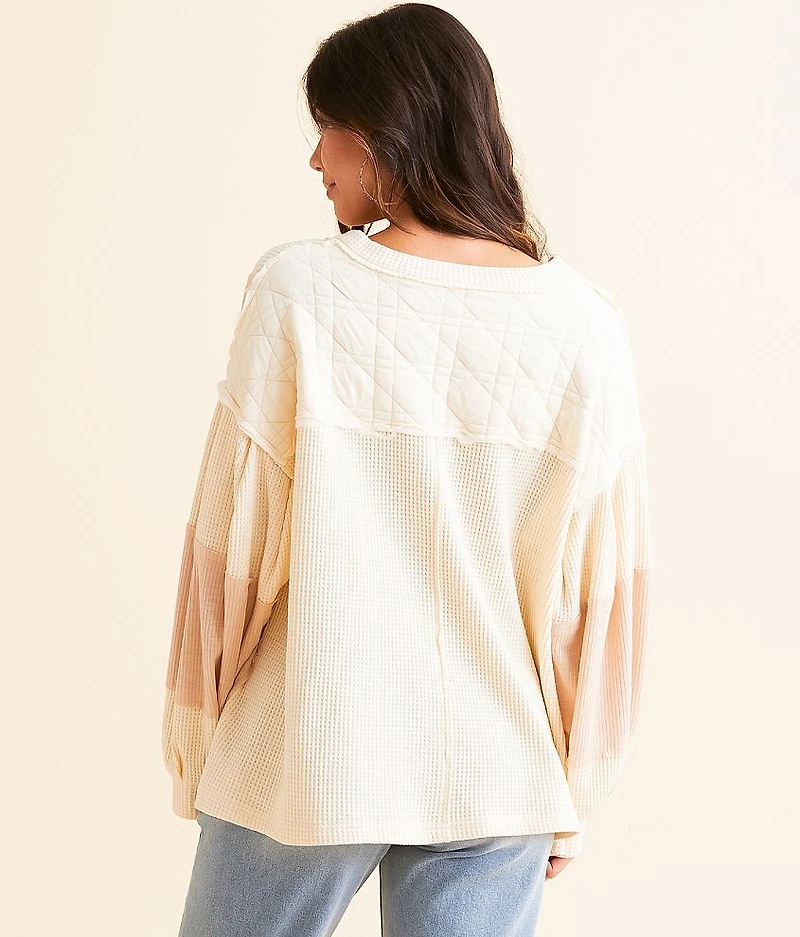 Pieced Henley Oversized Top
