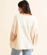 Pieced Henley Oversized Top