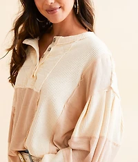 Pieced Henley Oversized Top