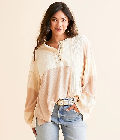 Pieced Henley Oversized Top