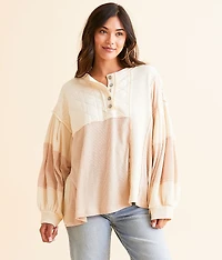 Pieced Henley Oversized Top