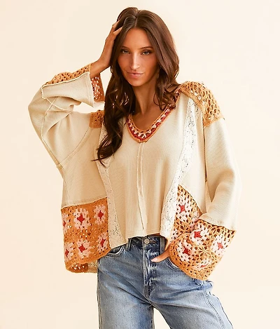 Pieced Crochet Hoodie