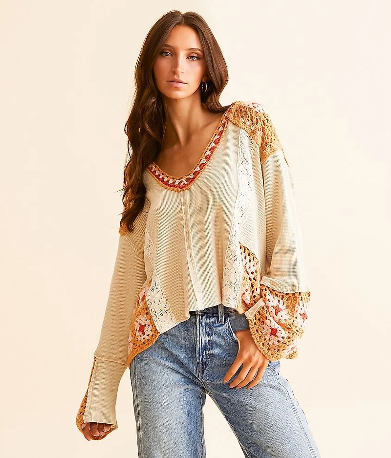 Pieced Crochet Hoodie