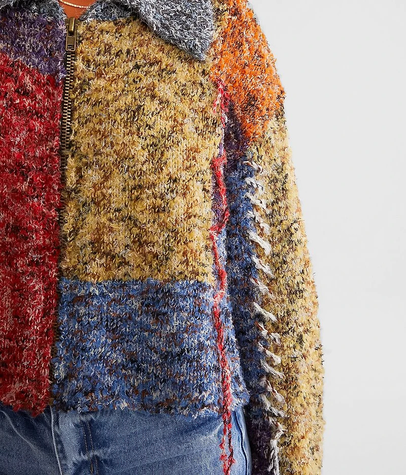 Rainbow Brushed Eyelash Cardigan Sweater