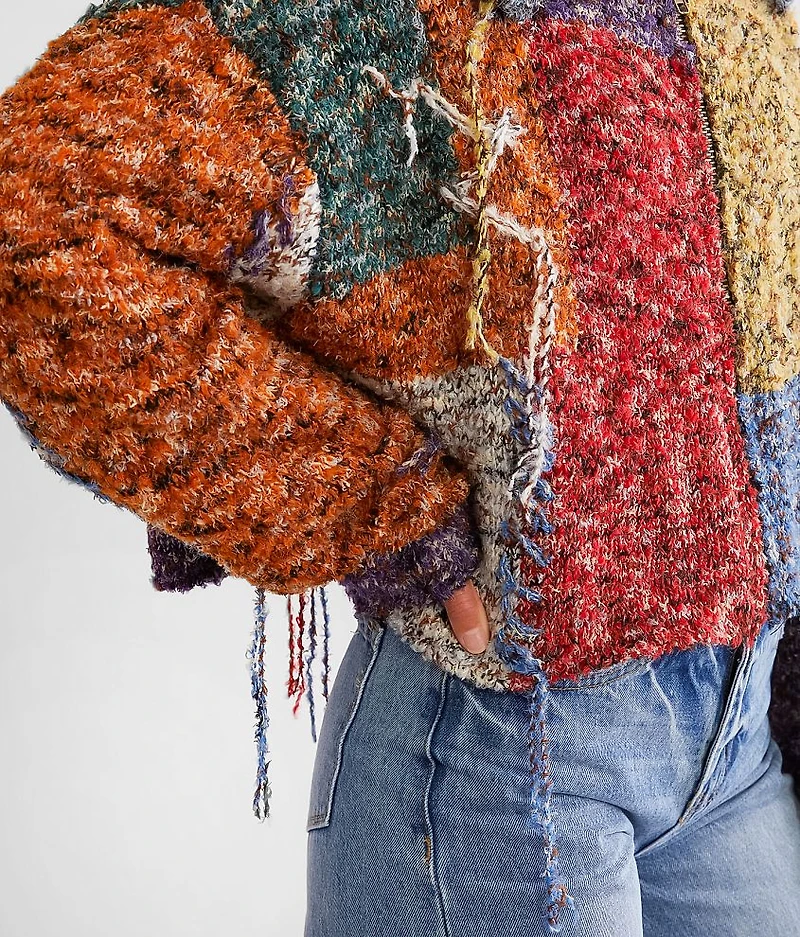 Rainbow Brushed Eyelash Cardigan Sweater