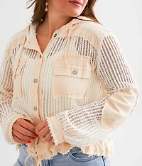 Pieced Crochet Hooded Jacket