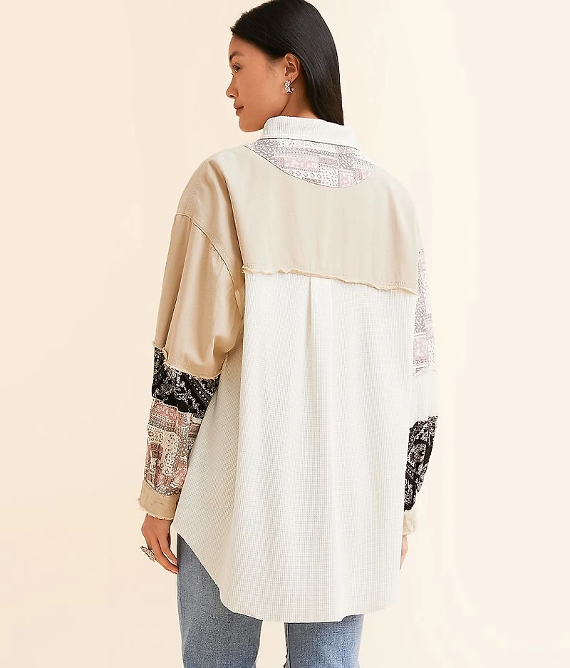Pieced Thermal Oversized Shirt