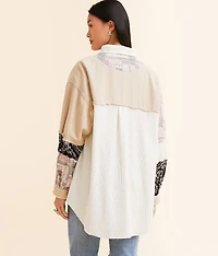 Pieced Thermal Oversized Shirt