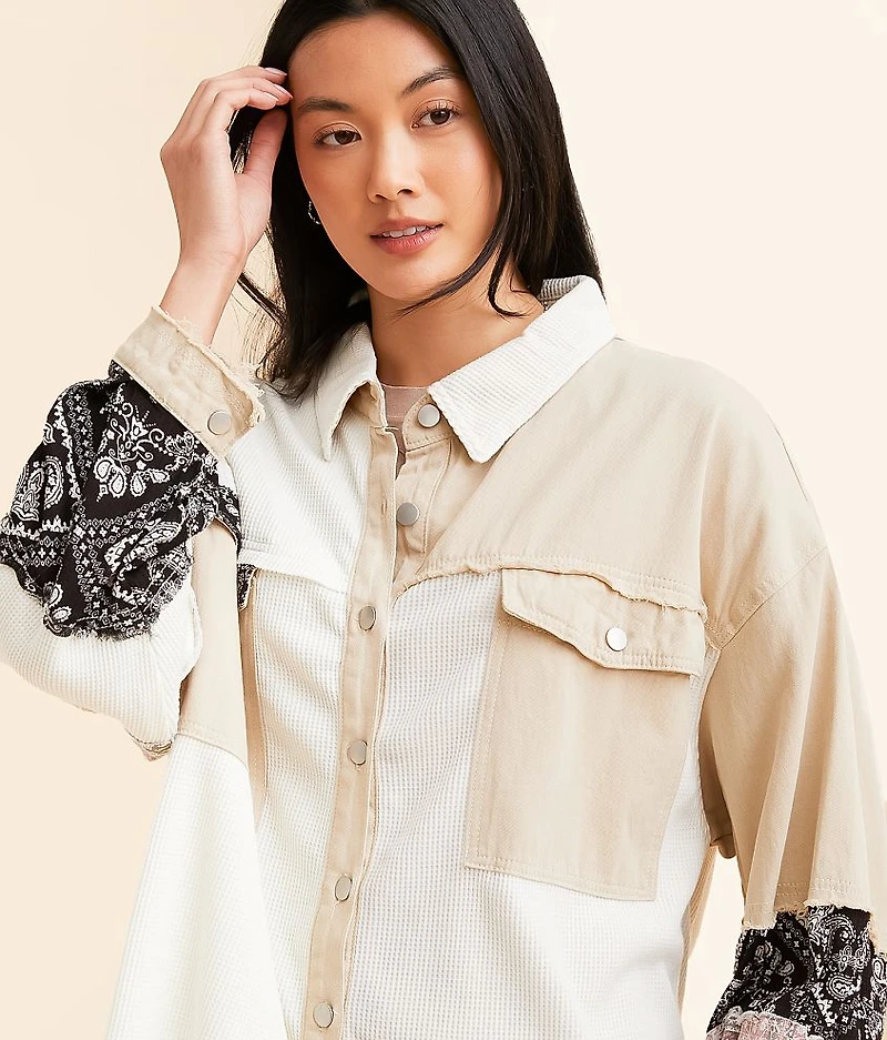 Pieced Thermal Oversized Shirt