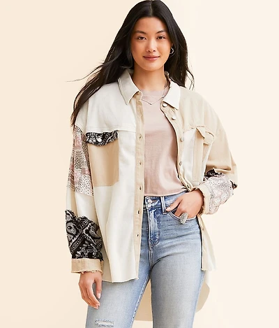 Pieced Thermal Oversized Shirt