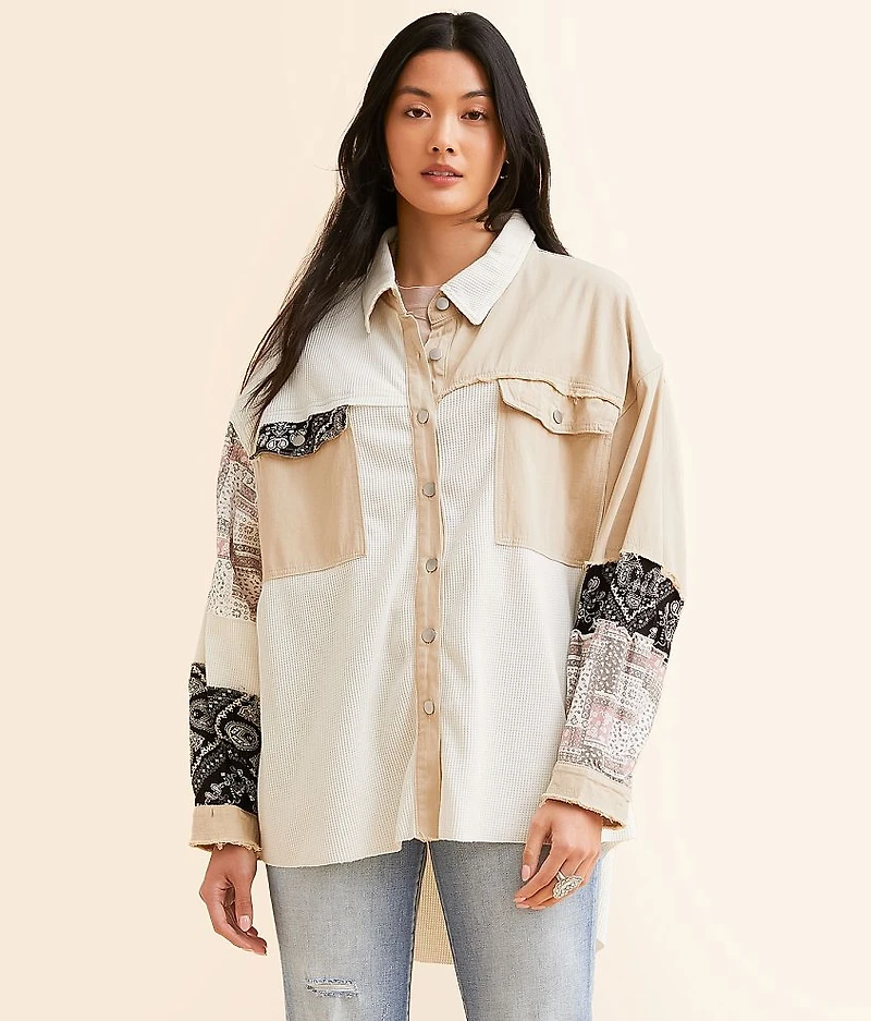 Pieced Thermal Oversized Shirt