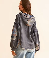 Pieced Plaid Hooded Shacket