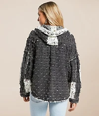 Pieced Crochet Hooded Shacket