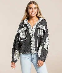 Pieced Crochet Hooded Shacket