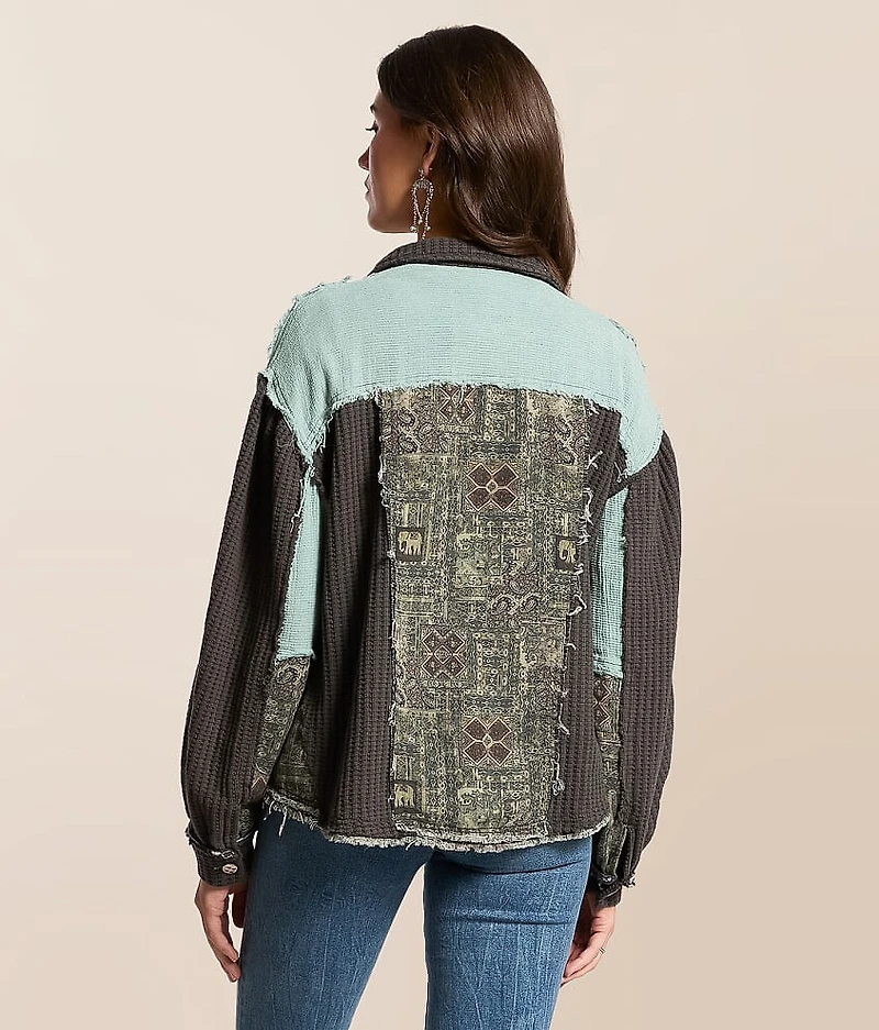 Pieced Waffle Knit Shacket