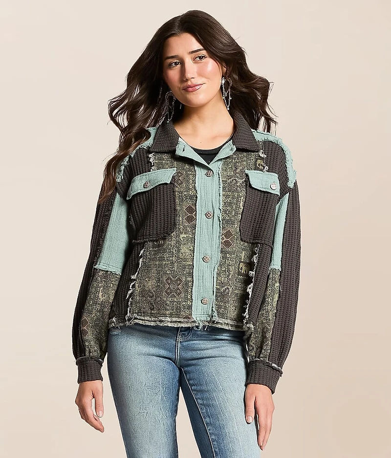 Pieced Waffle Knit Shacket