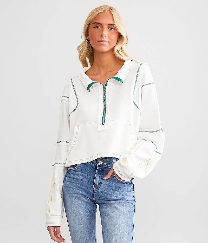 Contrast Stitch Quarter Zip Pullover