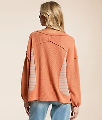 Waffle Knit Striped Top