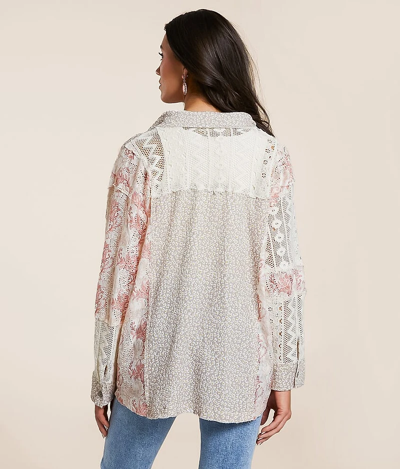 Floral Crochet Oversized Blouse