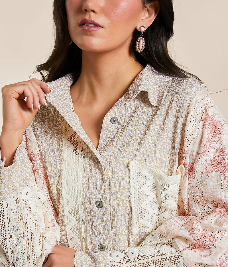 Floral Crochet Oversized Blouse