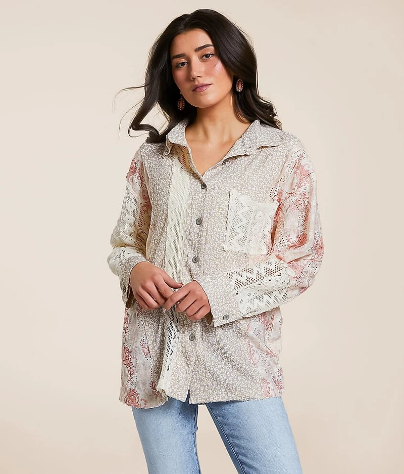 Floral Crochet Oversized Blouse