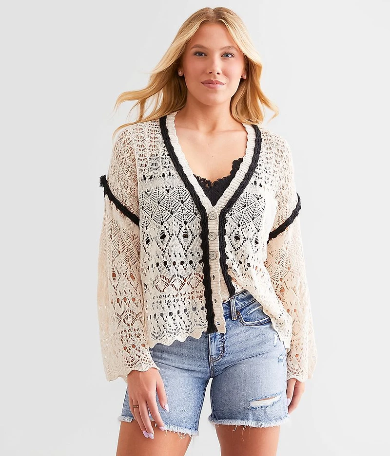 Oversized Crochet Cardigan Sweater