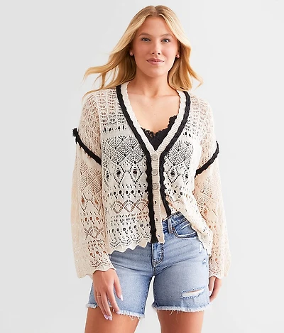 Oversized Crochet Cardigan Sweater