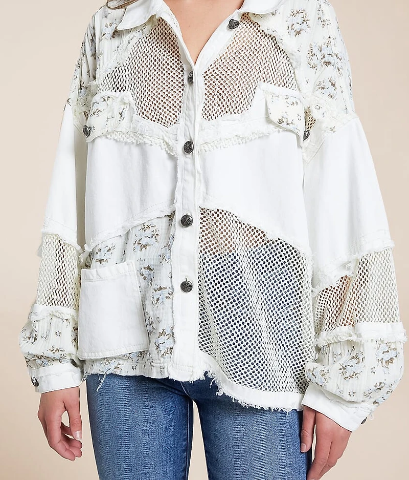 Pieced Floral Mesh Jacket