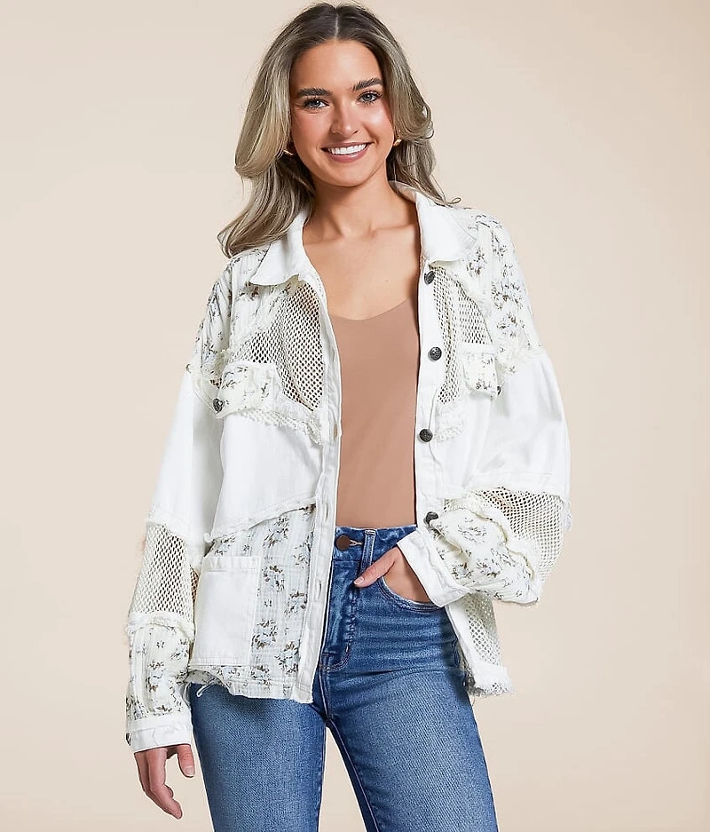 Pieced Floral Mesh Jacket