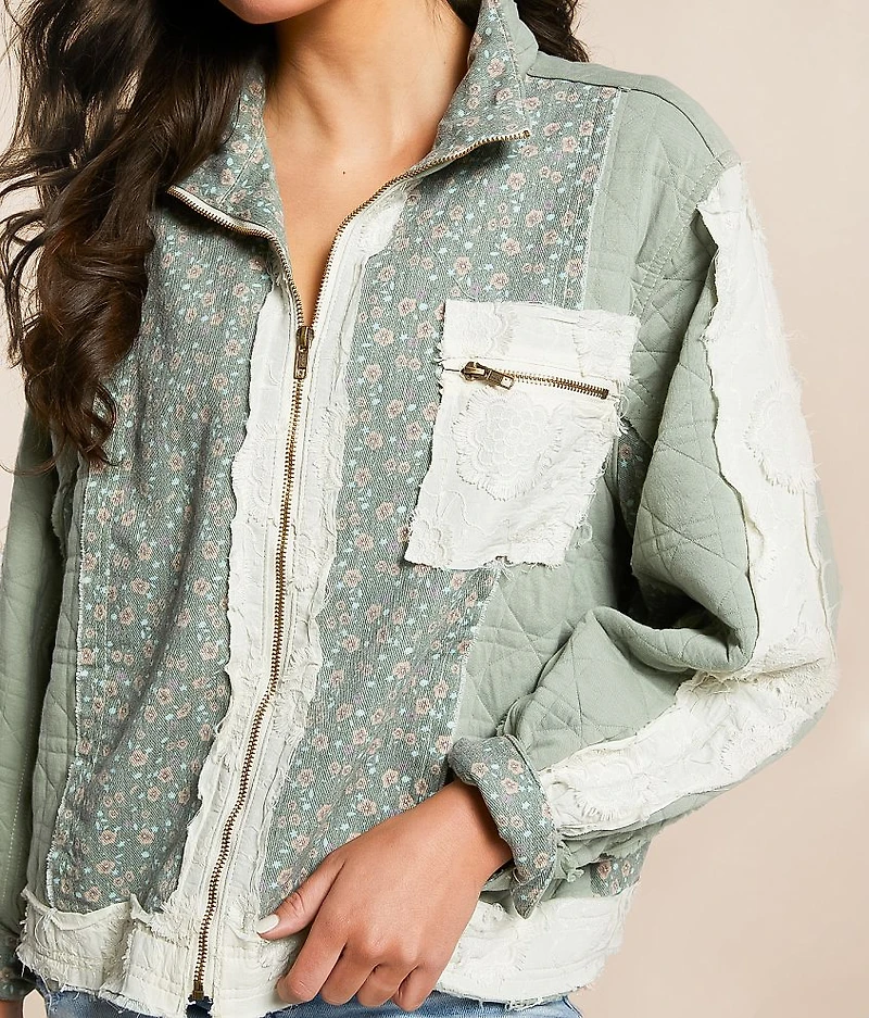 Pieced Floral Quilted Jacket