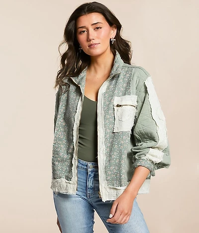 Pieced Floral Quilted Jacket
