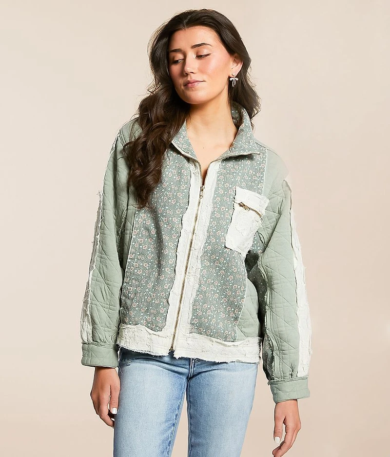 Pieced Floral Quilted Jacket
