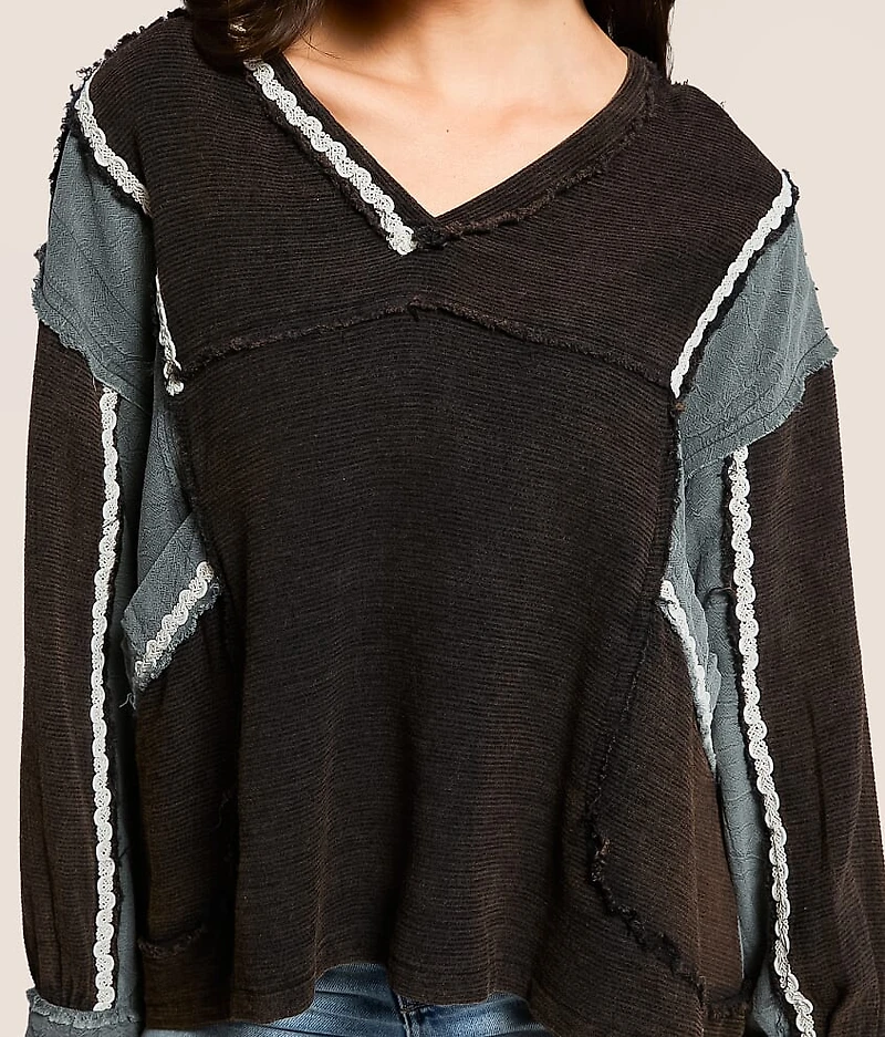 Raw Edge Ribbed Pullover