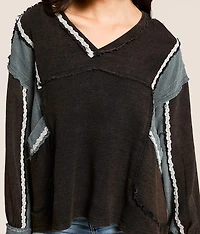 Raw Edge Ribbed Pullover
