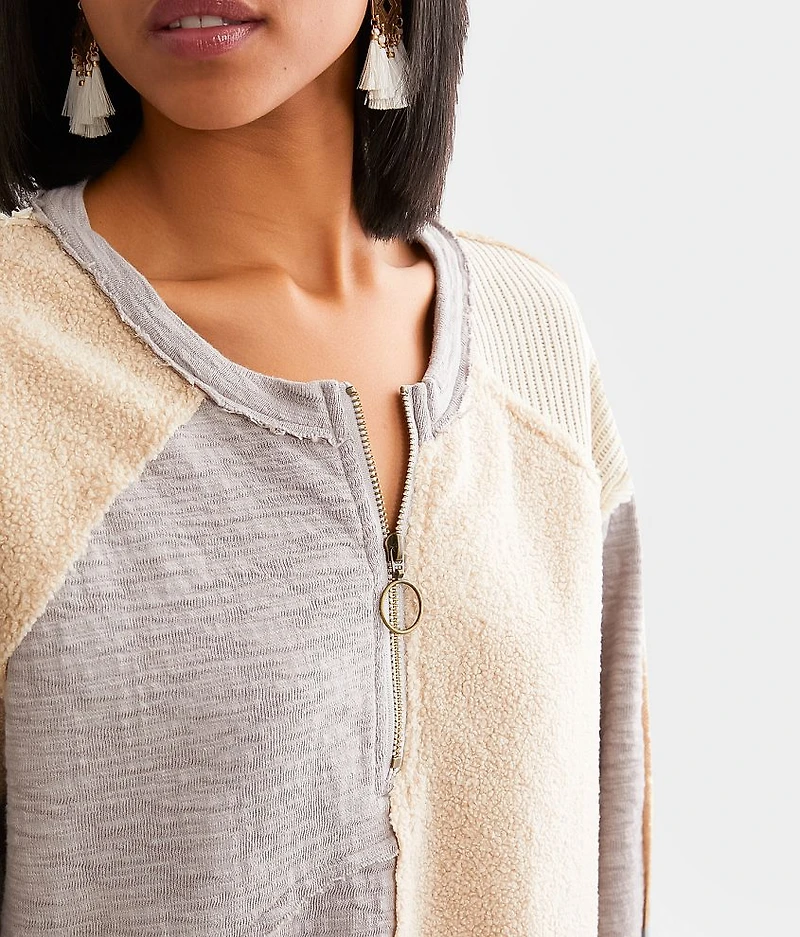 Pieced Quarter Zip Pullover