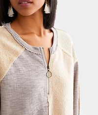 Pieced Quarter Zip Pullover
