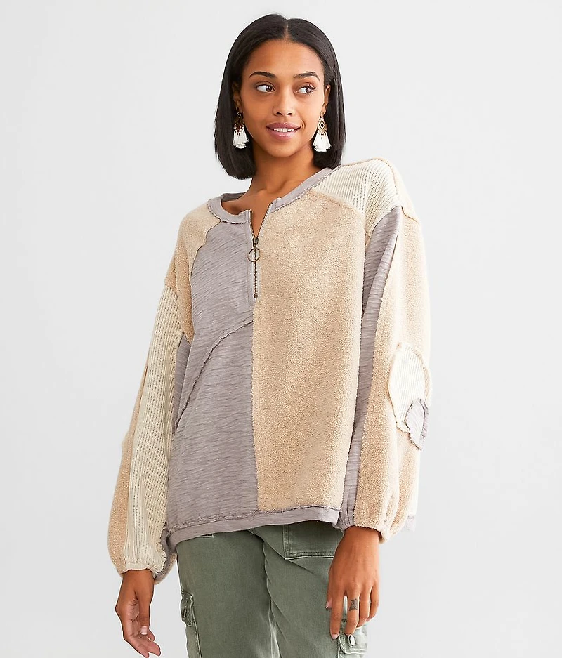 Pieced Quarter Zip Pullover