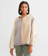 Pieced Quarter Zip Pullover