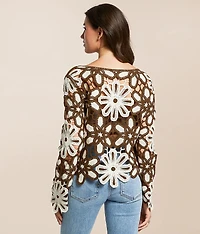 Floral Crochet Sweater - One Size